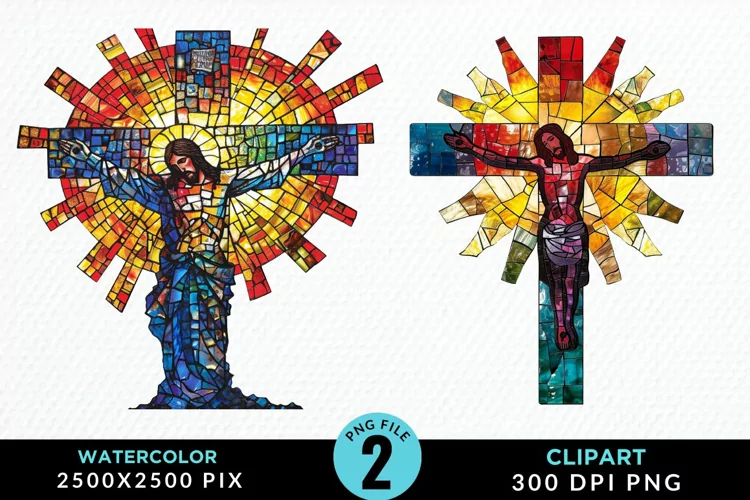 Stained Glass Jesus Cross Artwork Clipart