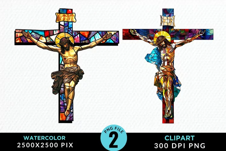 Stained Glass Jesus Cross Artwork Clipart
