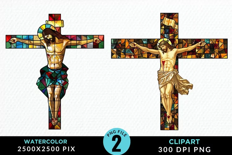 Stained Glass Jesus Cross Artwork Clipart