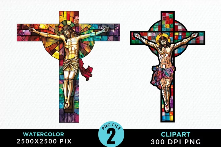 Stained Glass Jesus Cross Artwork Clipart