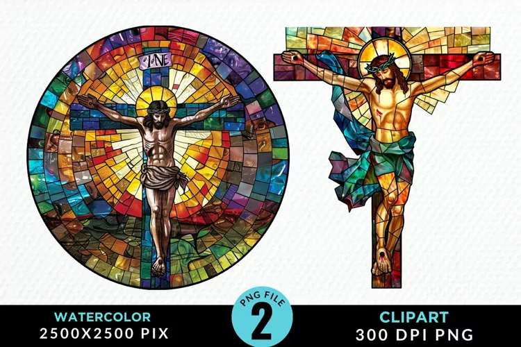 Stained Glass Jesus Cross Exquisite Clipart