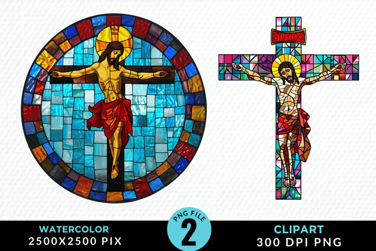 Stained Glass Jesus Cross Artwork Clipart