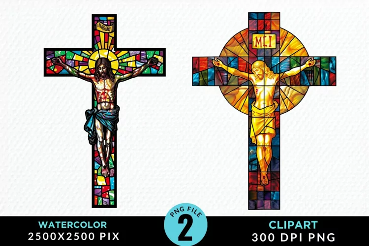 Stained Glass Jesus Cross Artwork Clipart