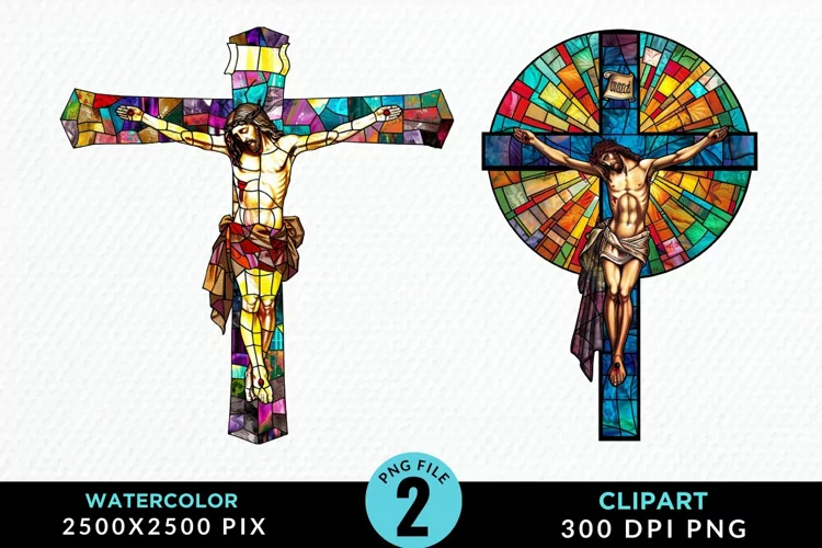 Stained Glass Jesus Cross Artwork Clipart
