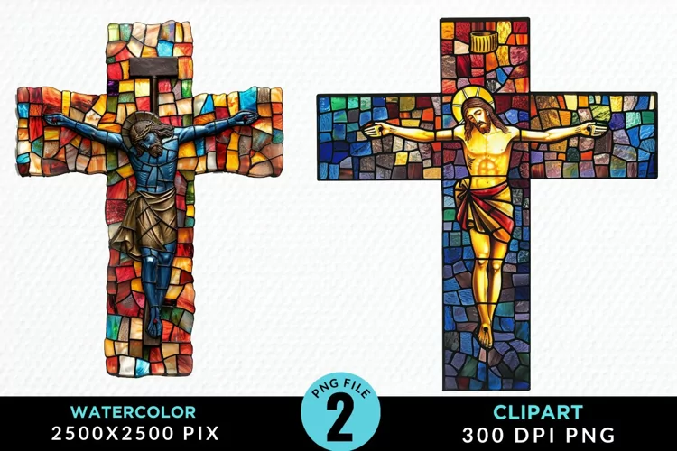 Stained Glass Jesus Cross Exquisite Clipart