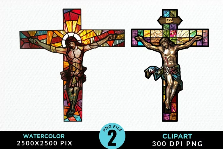 Stained Glass Jesus Cross Exquisite Clipart