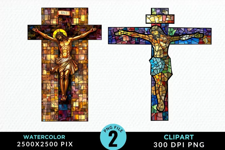Stained Glass Jesus Cross Artwork Clipart