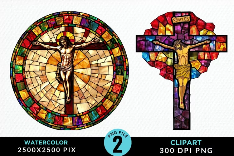 Stained Glass Jesus Cross Exquisite Clipart