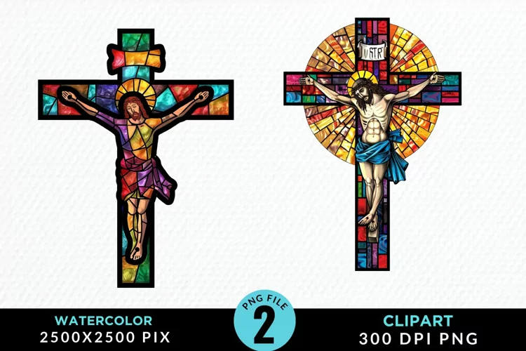 Stained Glass Jesus Cross Exquisite Clipart