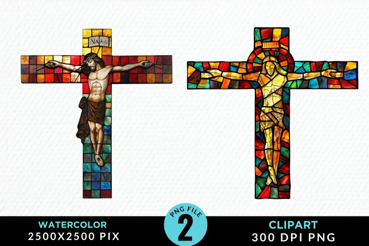 Stained Glass Jesus Cross Exquisite Clipart