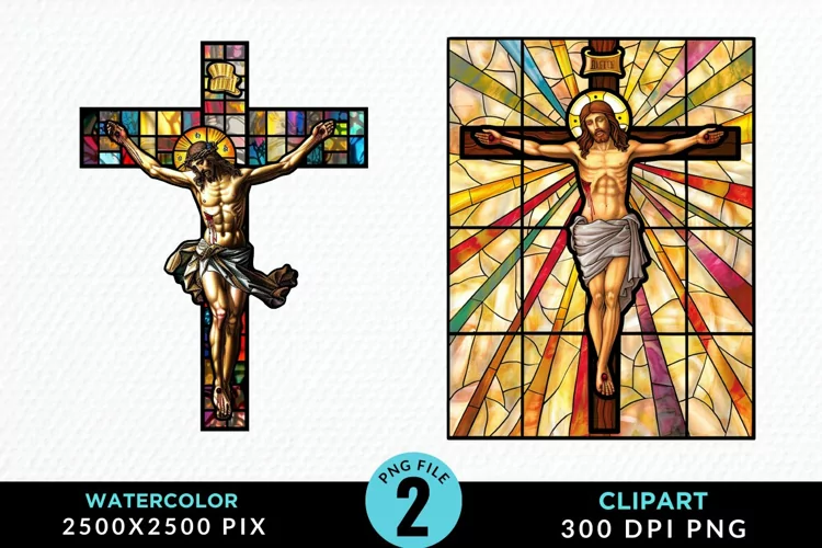 Stained Glass Jesus Cross Artwork Clipart