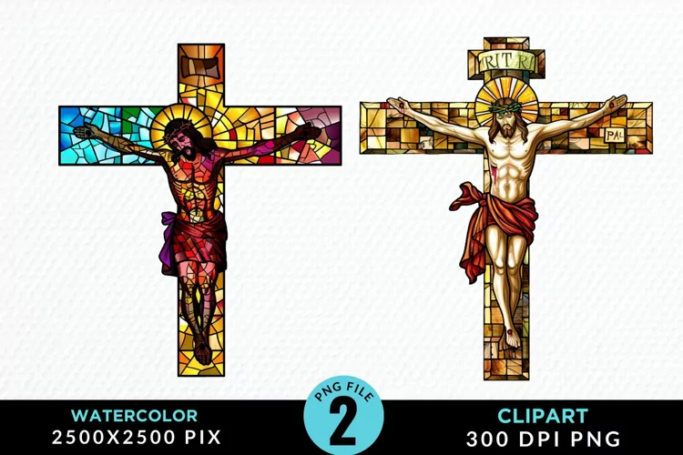 Stained Glass Jesus Cross Artwork Clipart