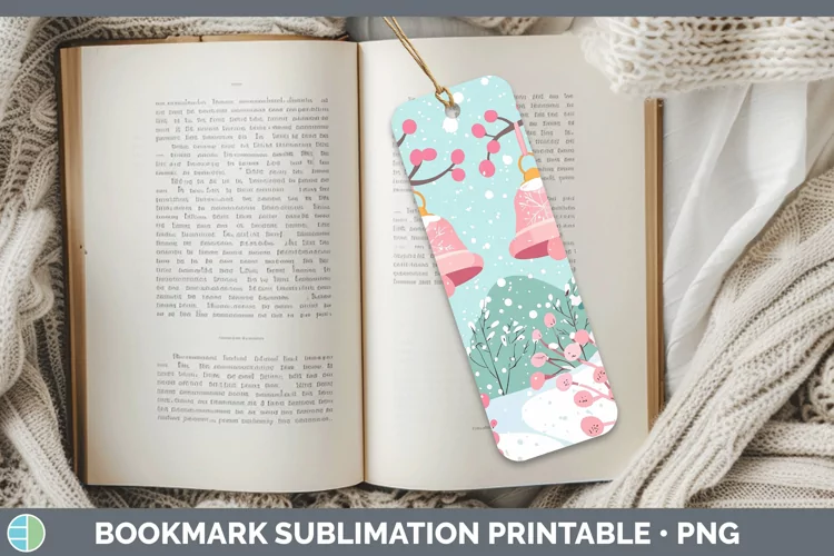 Watercolor Jingle Bells Bookmark Sublimation Printable Desig