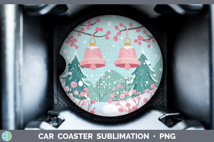 Watercolor Jingle Bells Car Coaster Sublimation Designs