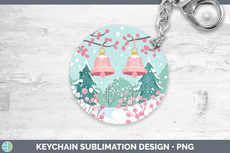 Watercolor Jingle Bells Keychain Sublimation Keyring Designs