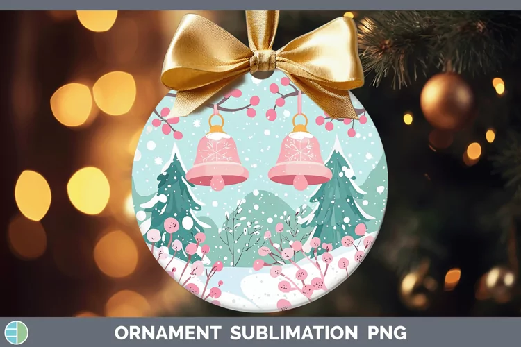 Watercolor Jingle Bells Ornament Sublimation Bauble Designs