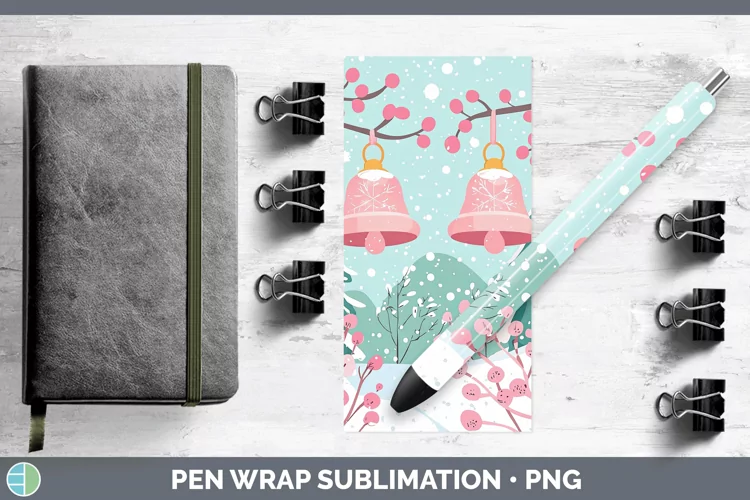 Watercolor Jingle Bells Pen Wrap Sublimation Pen Designs