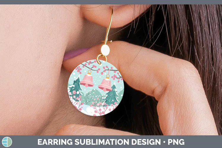 Watercolor Jingle Bells Round Earrings Sublimation Earrings