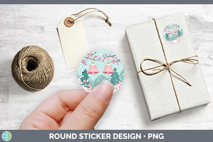 Watercolor Jingle Bells Stickers | Round Labels Designs