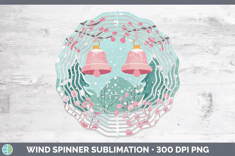 Watercolor Jingle Bells Wind Spinner Sublimation Spinner Des