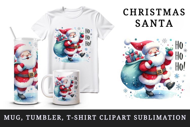 Christmas Santa tumbler mug wrap, clipart sublimation design