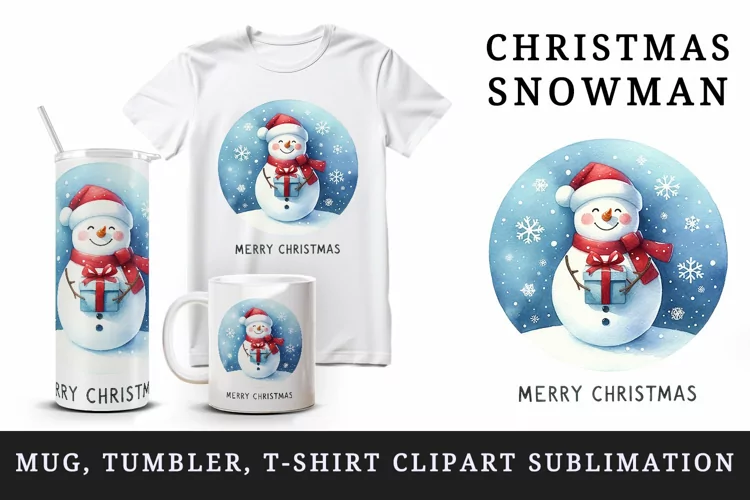 Christmas snowman tumbler, mug wrap, clipart sublimation png