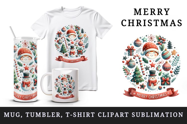 Watercolor joyful graphics cheerful holiday Merry Christmas quote print 20 oz tumbler skinny mug wrap clipart t-shirt sublimation printable design