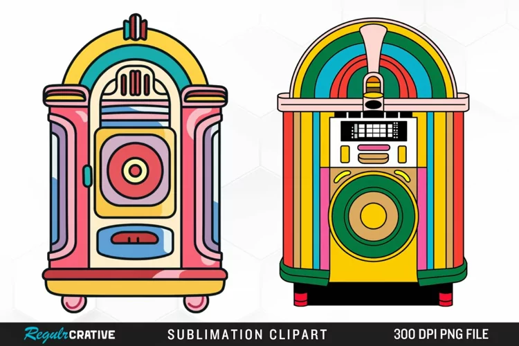 Watercolor Jukebox Illustration Clipart