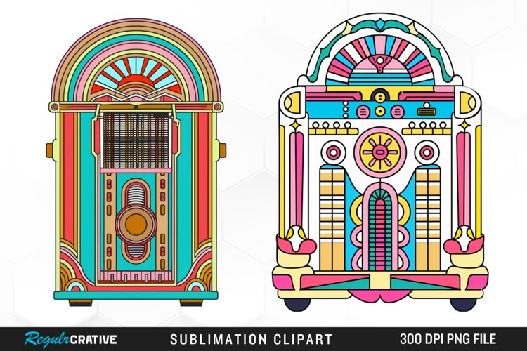 Watercolor Jukebox Illustration Clipart example image 1