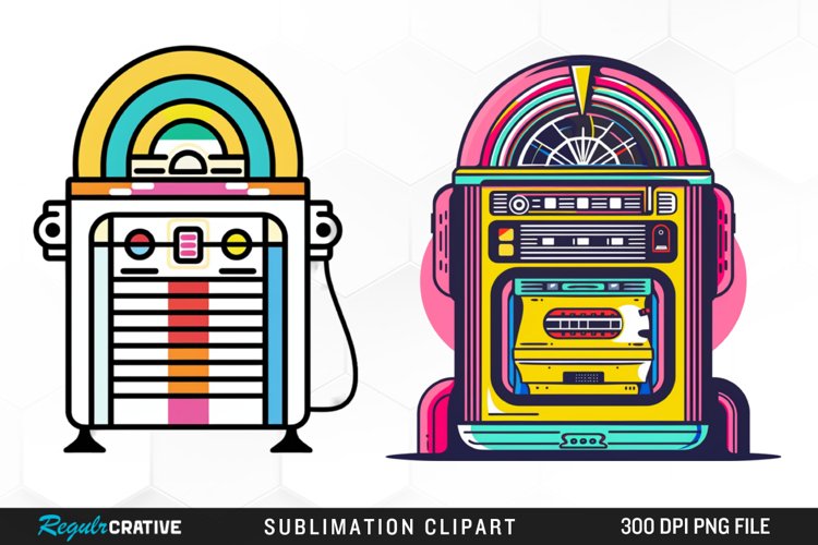 Watercolor Jukebox Illustration Clipart