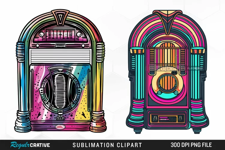 Watercolor Jukebox Illustration Clipart
