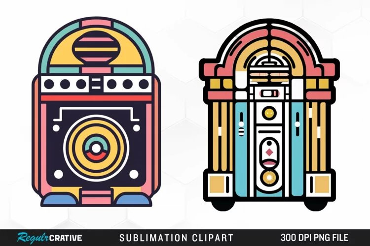 Watercolor Jukebox Illustration Clipart