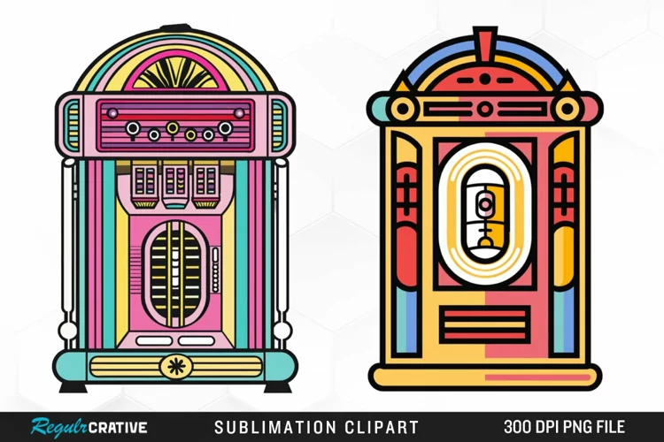 Watercolor Jukebox Illustration Clipart