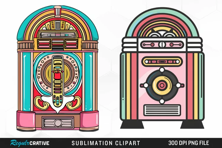 Watercolor Jukebox Illustration Clipart