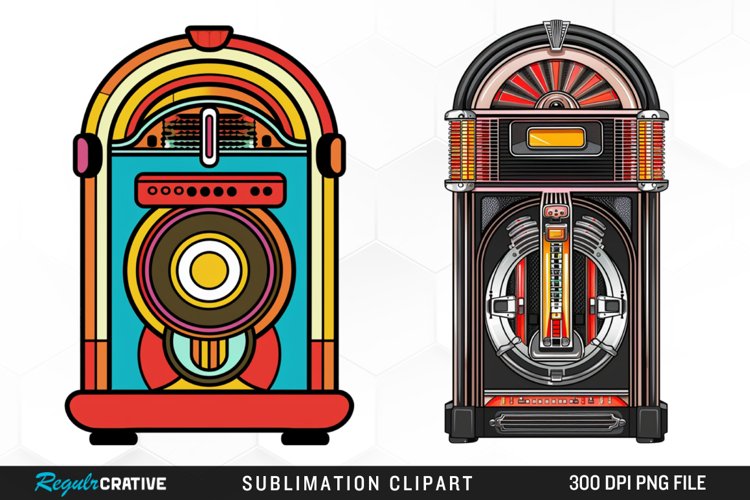 Watercolor Jukebox Illustration Clipart example image 1