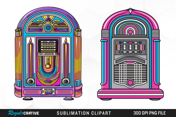 Watercolor Jukebox Illustration Clipart example image 1