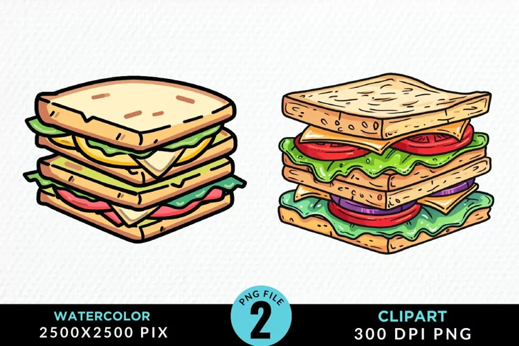 Watercolor Kawaii Food Illustration Clipart