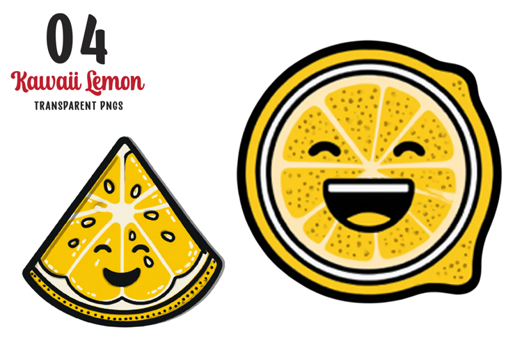 Watercolor Kawaii Lemon Clipart