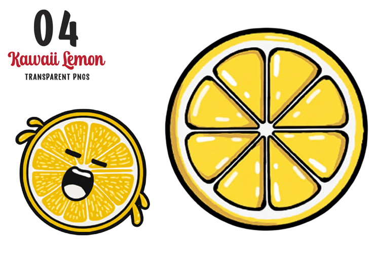 Watercolor Kawaii Lemon Clipart