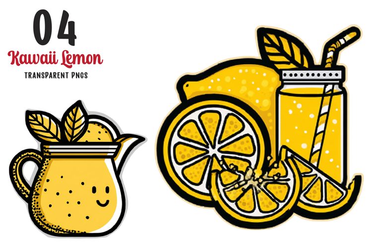 Watercolor Kawaii Lemon Clipart