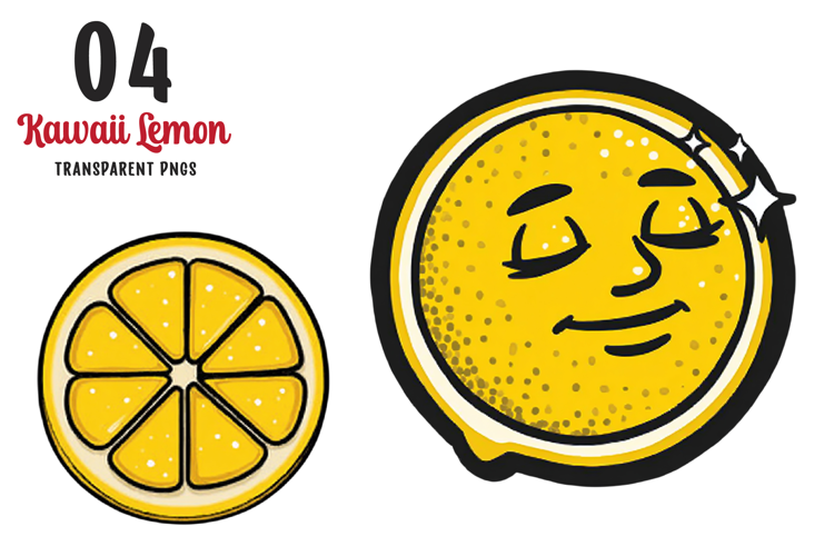 Watercolor Kawaii Lemon Clipart