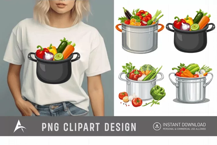 Watercolor Kitchen Pot Clipart