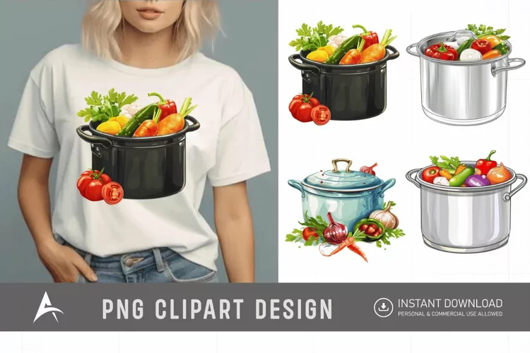 Watercolor Kitchen Pot Clipart