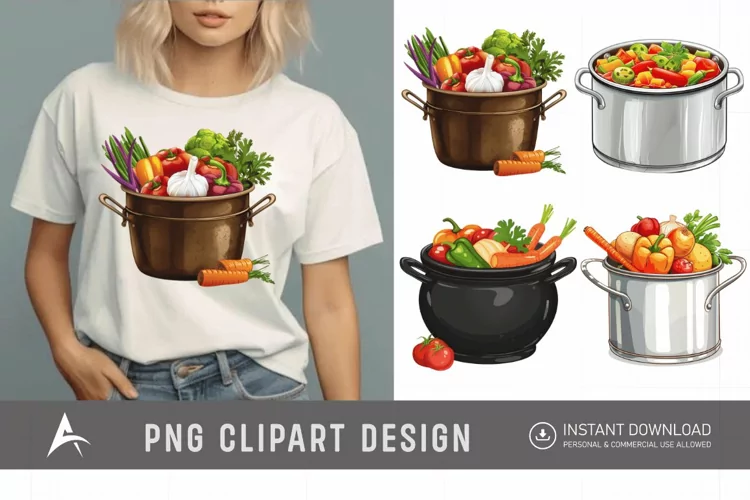 Watercolor Kitchen Pot Clipart