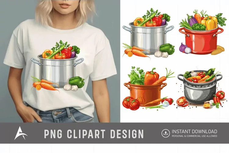 Watercolor Kitchen Pot Clipart