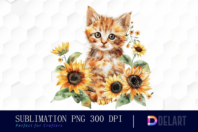 Kitten Sunflower Graphics Clipart