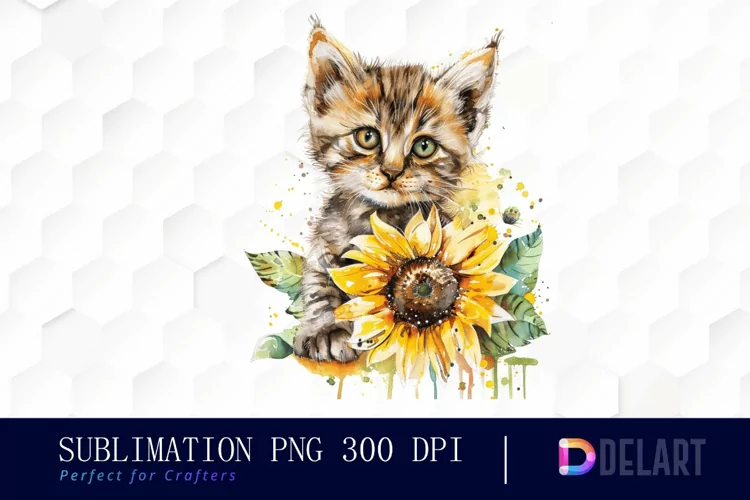 Kitten Sunflower Graphics Clipart