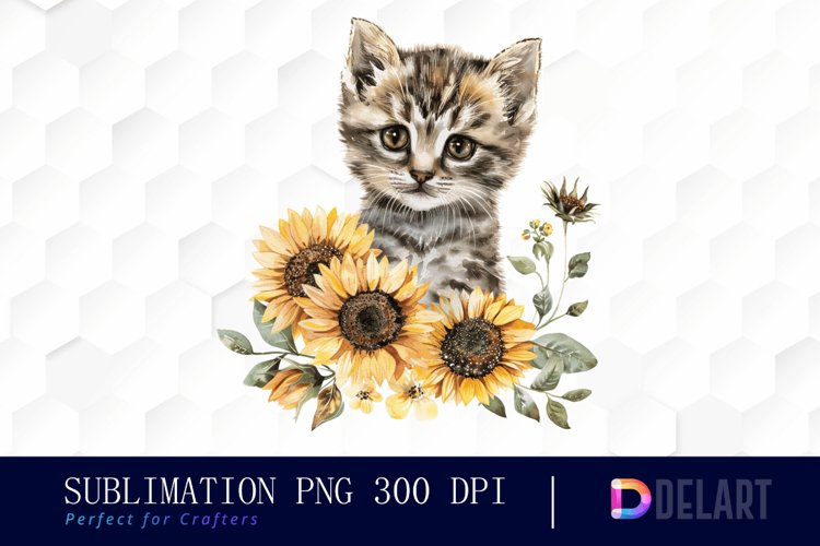 Kitten Sunflower Graphics Clipart