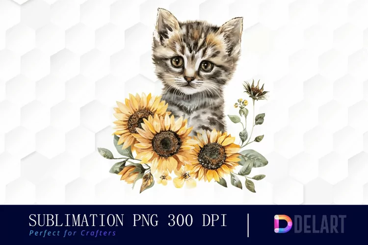 Kitten Sunflower Graphics Clipart