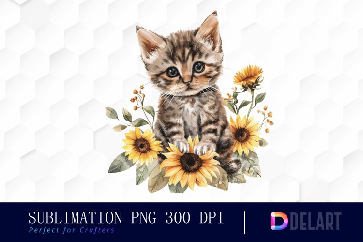 Kitten Sunflower Graphics Clipart